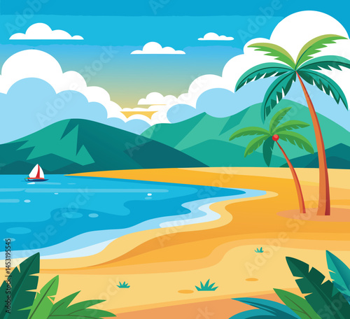 tropical island with palm trees