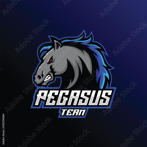 illustration horse pegasus esport logo for team squad