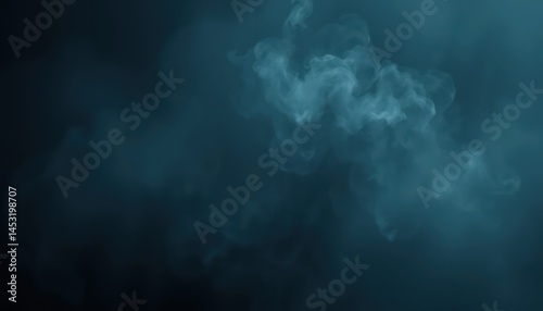 Ethereal wisps against a teal abyss, a captivating display of spectral fog and swirling vapors in an atmospheric scene