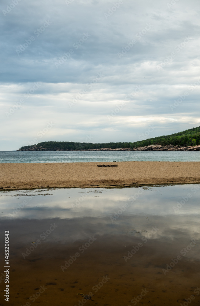 Tidal Pool Makes Sand Beach Its Own Island In Acadia