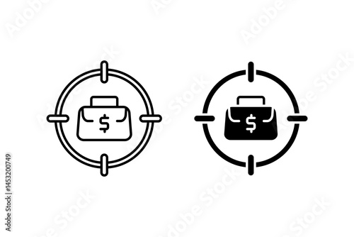 Incentive icon illustration with a briefcase and dollar sign in a target. Ideal for business, finance, marketing, and incentive concepts.
