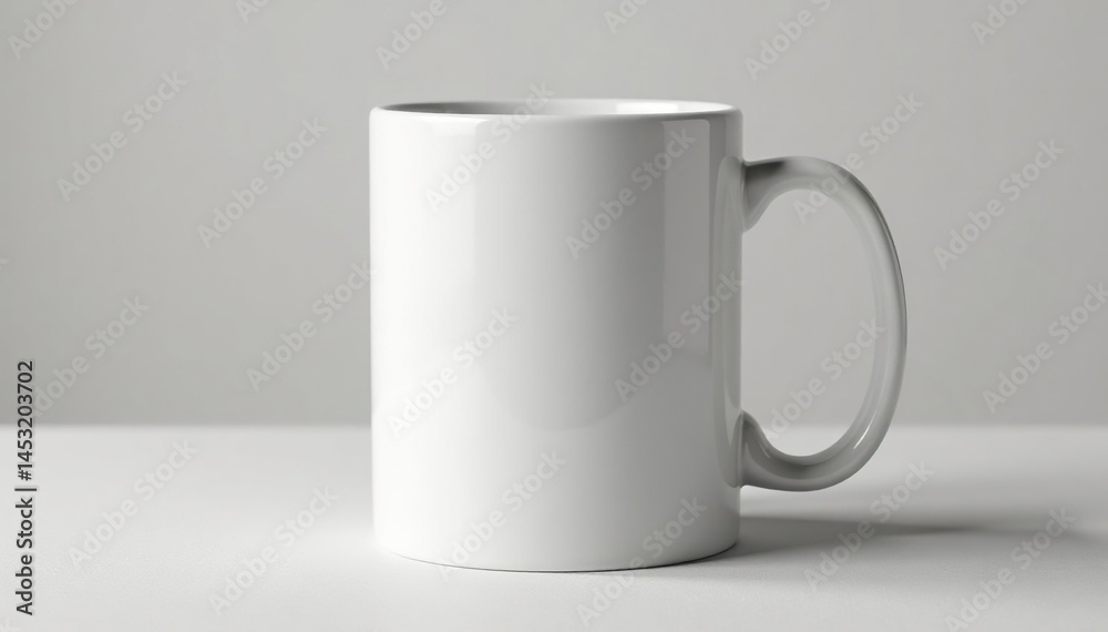 Fototapeta premium Large capacity white mug, slightly textured surface, detail, textured