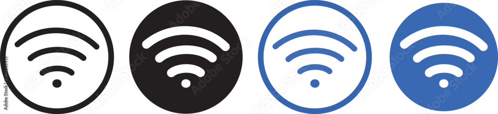 Free wifi connection icon set. Wireless symbol collection. no wifi sign on white background symbol design. Remote internet access collection