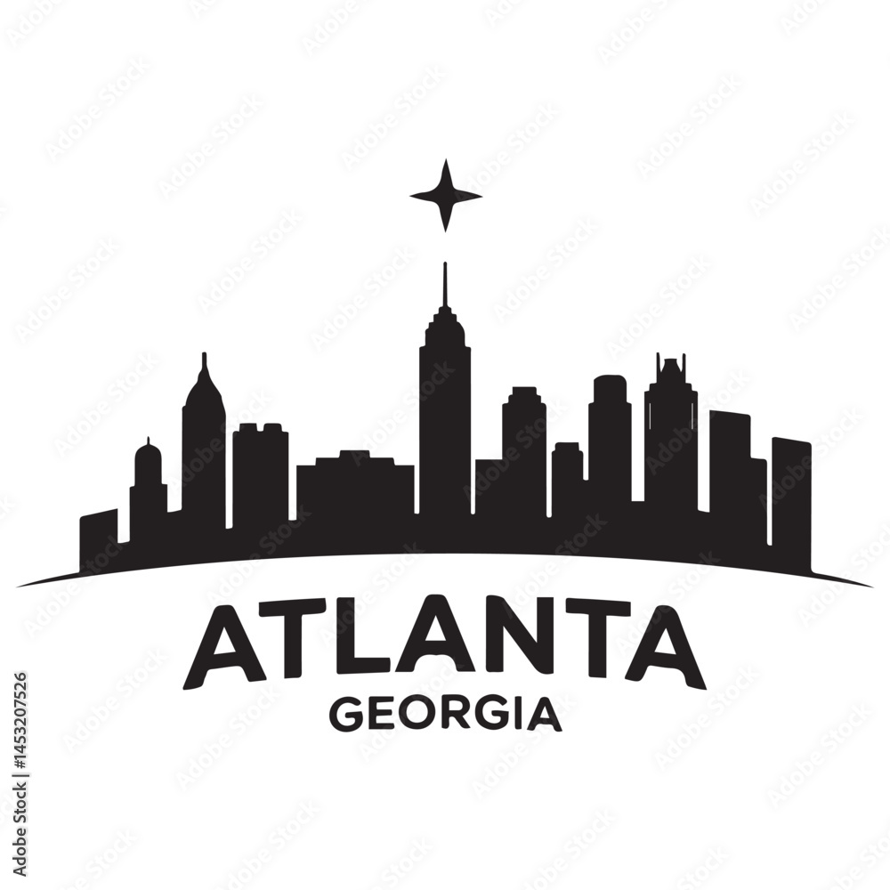 Obraz premium Atlanta Georgia skyline silhouette. Black Atlanta city design Vector Black silhouettes. with white background