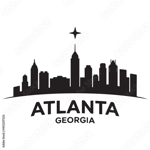Atlanta Georgia skyline silhouette. Black Atlanta city design Vector Black silhouettes. with white background