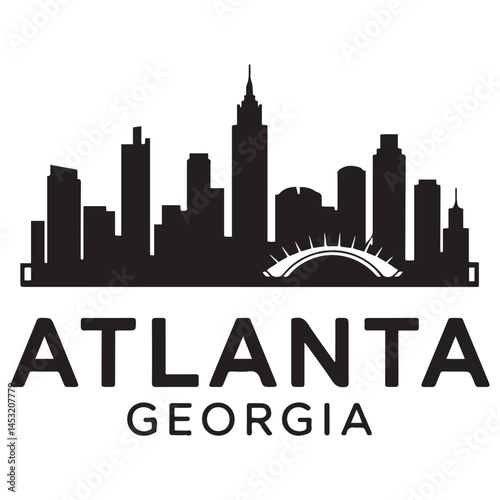 Atlanta Georgia skyline silhouette. Black Atlanta city design Vector Black silhouettes. with white background photo