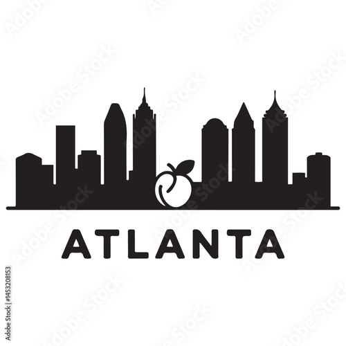 Atlanta Georgia skyline silhouette. Black Atlanta city design Vector Black silhouettes. with white background