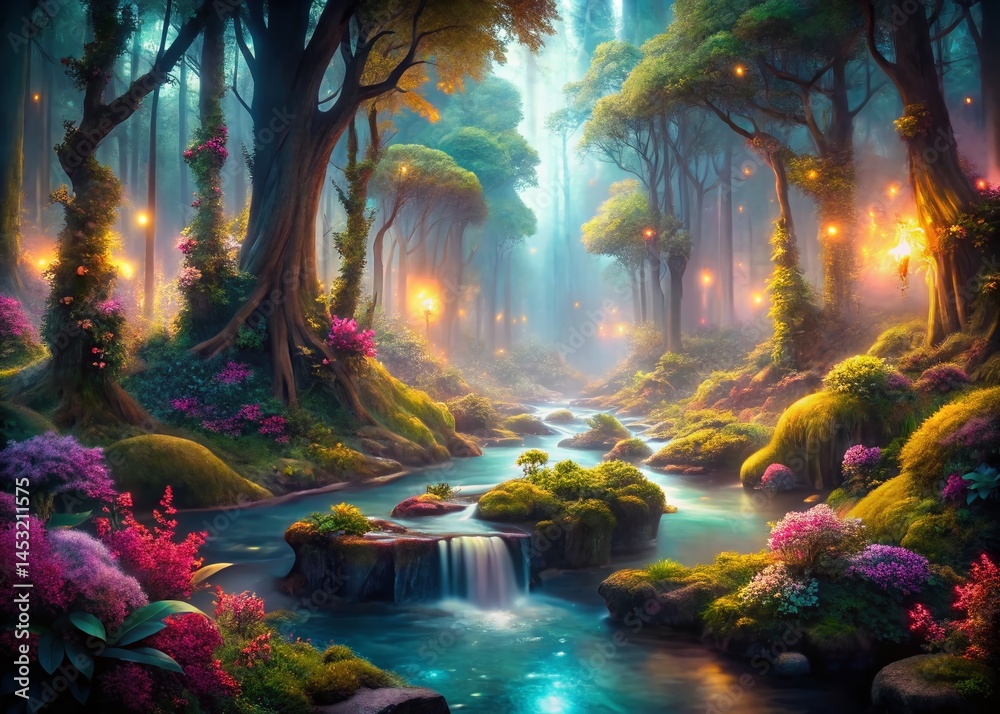 Fototapeta premium Surreal Dreamscape: Enchanting Beauty of a Magical Forest