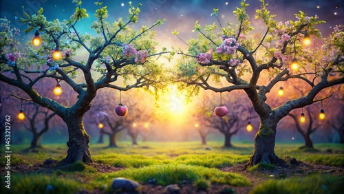 Surreal Spring Grafting: Plum Tree Transformation - Mystical Horticultural Art