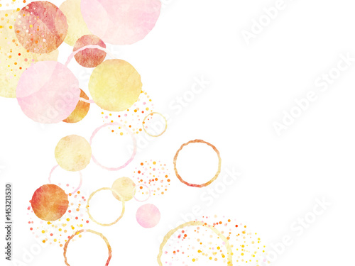 暖かい色の抽象的な丸の背景イラスト