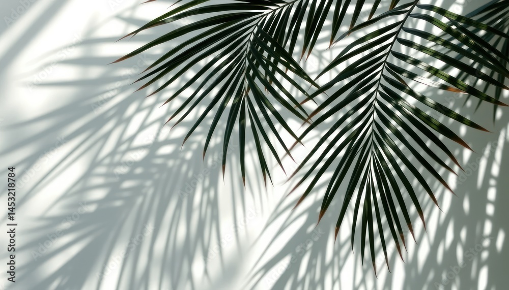 Obraz premium Tropical foliage and subtle shadows creating an ambience of serenity and peacefullness in a minimalist fashion concept