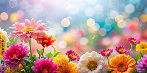 White Floral Background with Bokeh, Copy Space for Text - Elegant Spring Design