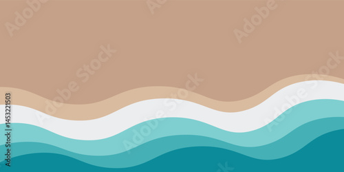 Sea waves layer vector background illustration. Sea beach vector illustration.