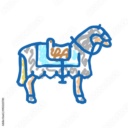 knight horse animal icon doodle illustration