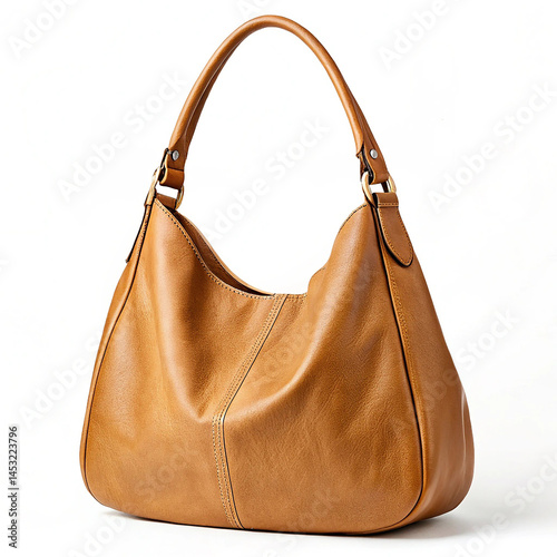 Soft leather slouch purse on white background
