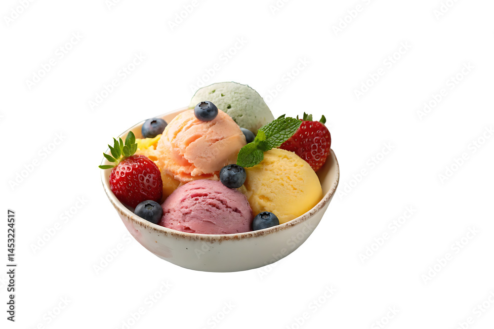 Mixed Flavor Ice Cream Scoops isolated illustration PNG Mixed Flavor Ice Cream Scoops isolated illustration PNG