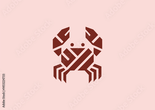 Abstract geometric crab logo for seafood, marine, or modern brand.