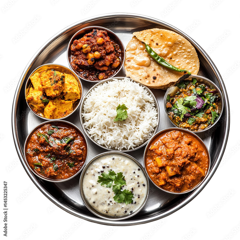 Tray of food with rice, beans, and vegetables. There are also some meat dishes. The food is served on a metal tray Tray of food with rice, beans, and vegetables. There are also some meat dishes. The food is served on a metal tray