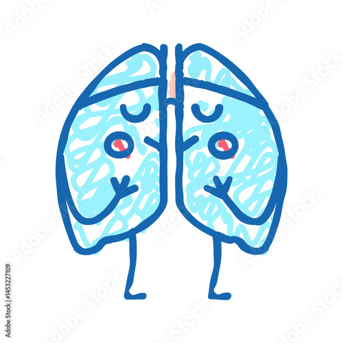 lungs kid health icon doodle illustration