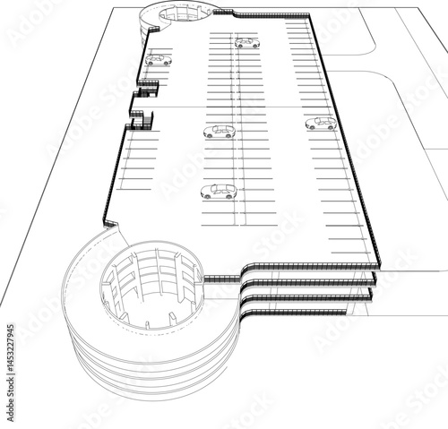 3D illustration of parking facility
