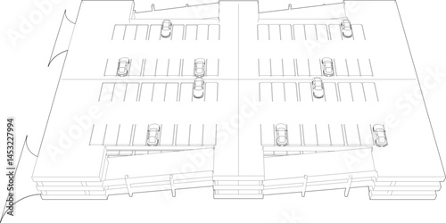 3D illustration of parking facility