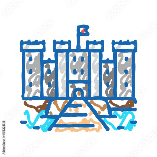 castle medieval building icon doodle illustration