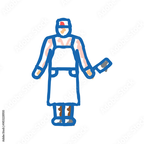 butcher man icon doodle illustration