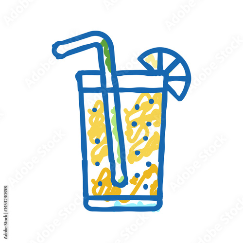glass lemon beverage icon doodle illustration