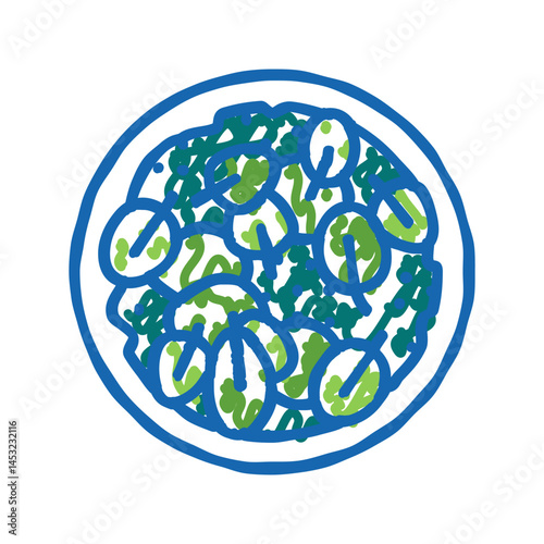 salad with spinach icon doodle illustration