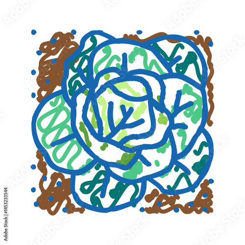 plant cabbage growing on farmland icon doodle illustration