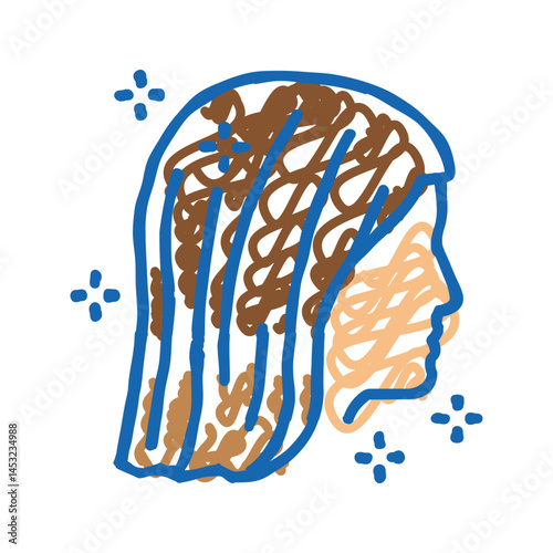 long hair icon doodle illustration