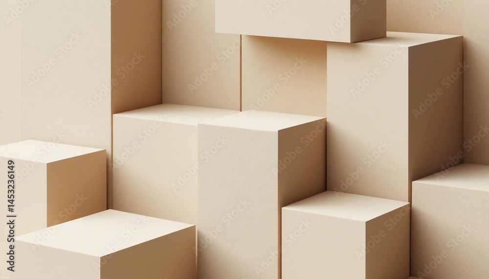 Minimalist geometric blocks in warm beige tones on a clean background Minimalist geometric blocks in warm beige tones on a clean background