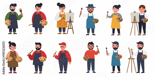 Diverse Set of Artists Painting and Creating Art Vector

