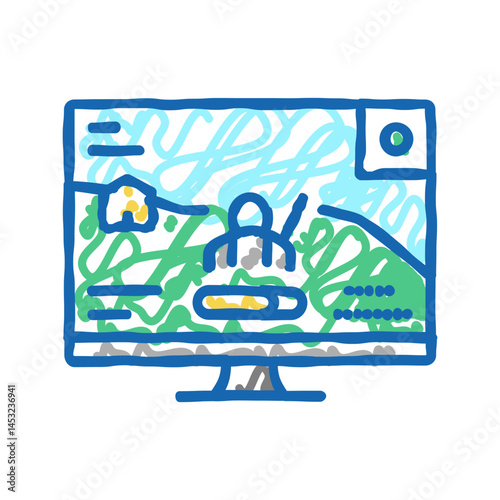 battle royale video game icon doodle illustration