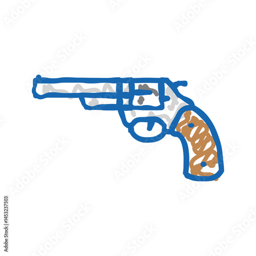 gun revolver icon doodle illustration