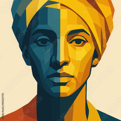 Colorful african themed face in vector format