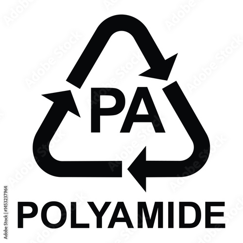 Plastic recycling symbol PA polyamide, vector illustration