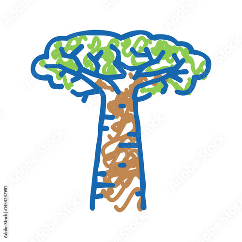 baobab africa tree icon doodle illustration
