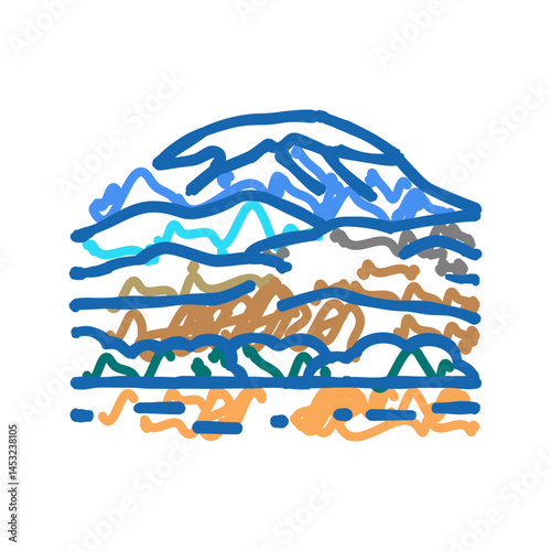 mount kilimanjaro icon doodle illustration