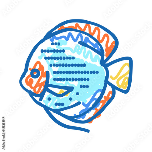 discus fish icon doodle illustration