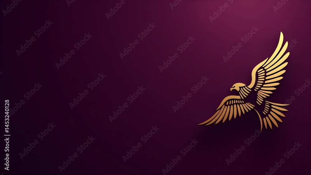 Fototapeta premium dark purple background and golden eagle icon