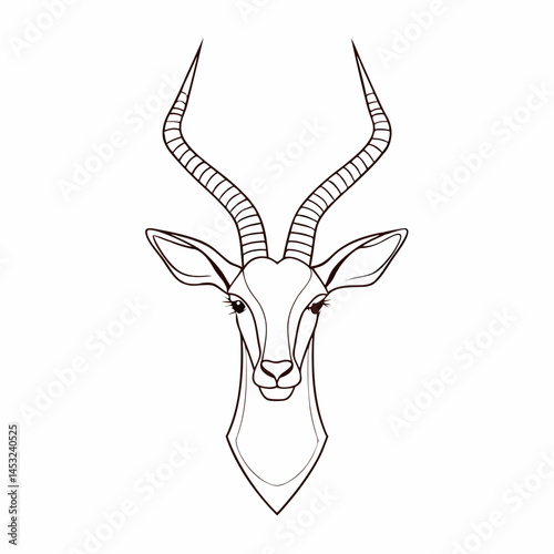 Stylized Black Gazelle Head Vector Illustration Featuring Prominent Antlers for Design Purposes Generative AI