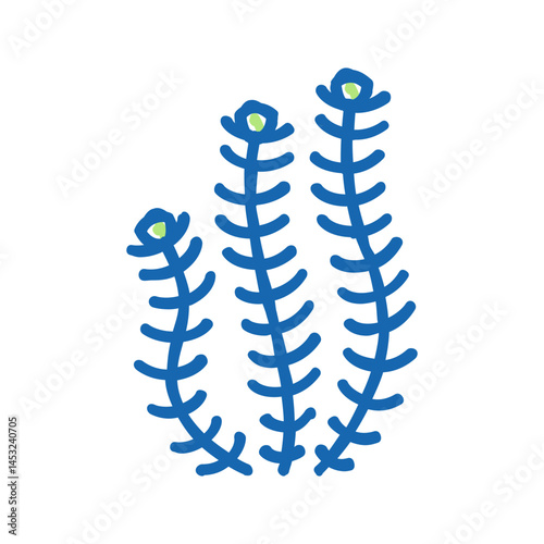 hornwort marine seaweed icon doodle illustration
