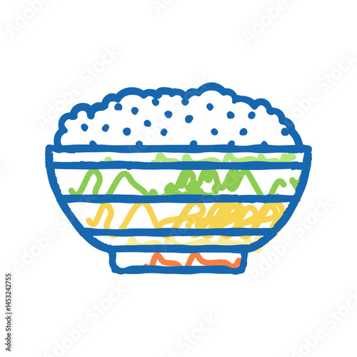bowl prepared rice icon doodle illustration