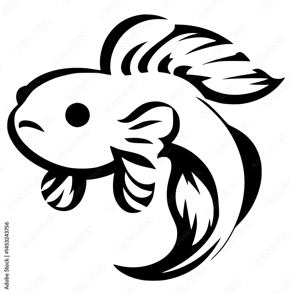 Naklejka premium Guppy fish silhouette