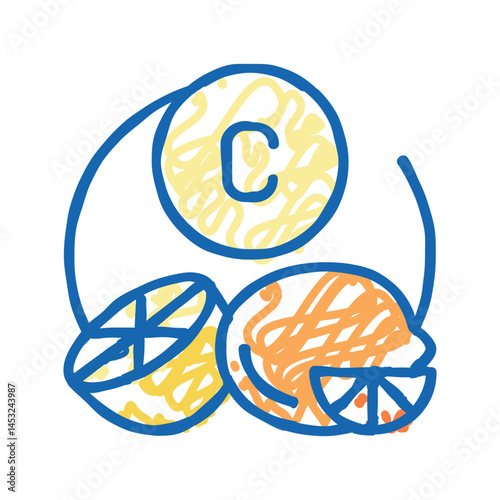 c vitamin citrus icon doodle illustration