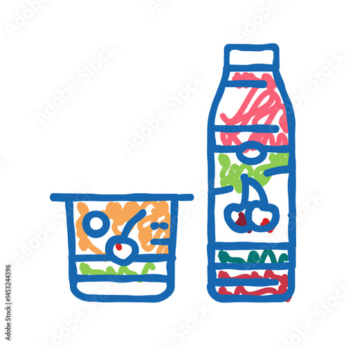 cherry yogurt icon doodle illustration