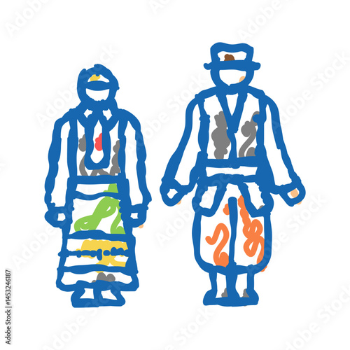 polish national clothes icon doodle illustration