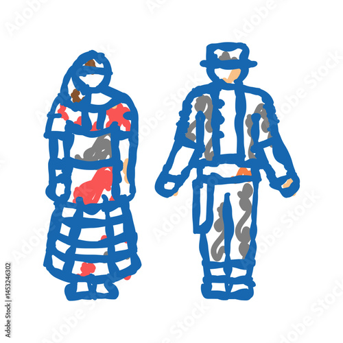 spanish national clothes icon doodle illustration