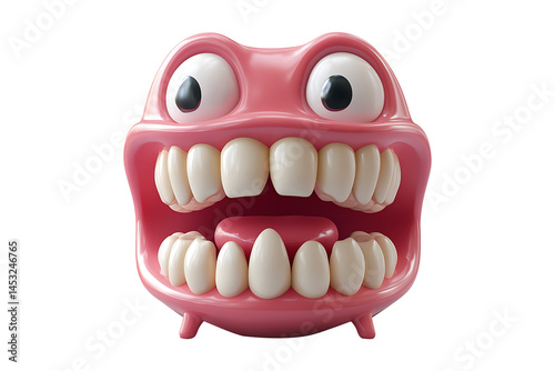 Chattering teeth with pink legs isolated on transparent background
